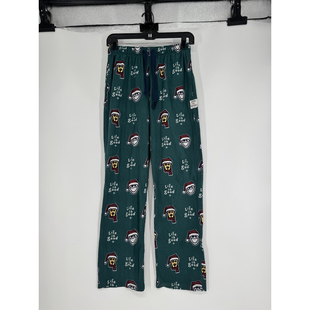 Life Is Good Pajama Pants Mens Size Small Christmas Santa Dog AOP All Over Print